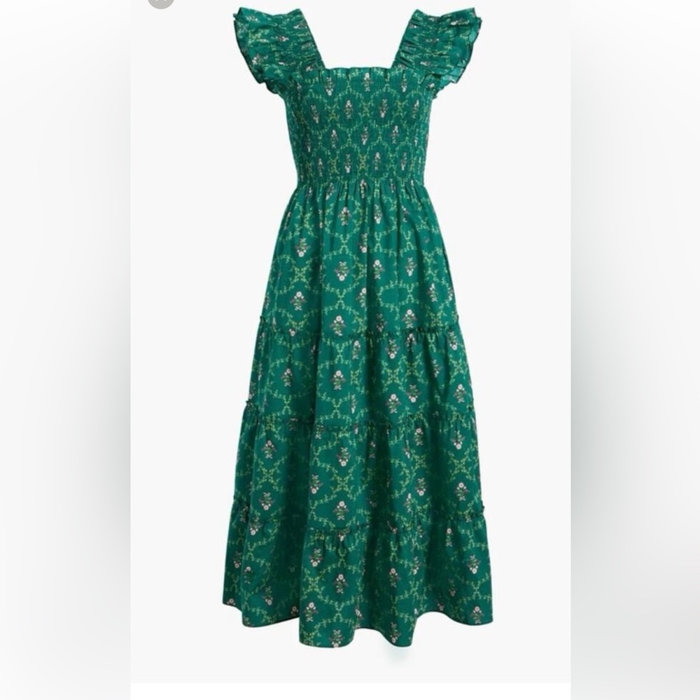 Hill House The Ellie Nap Dress Emerald Trellis